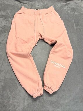 YoungLA Model 226 Soft Pink Joggers with 'Los Angeles' Print